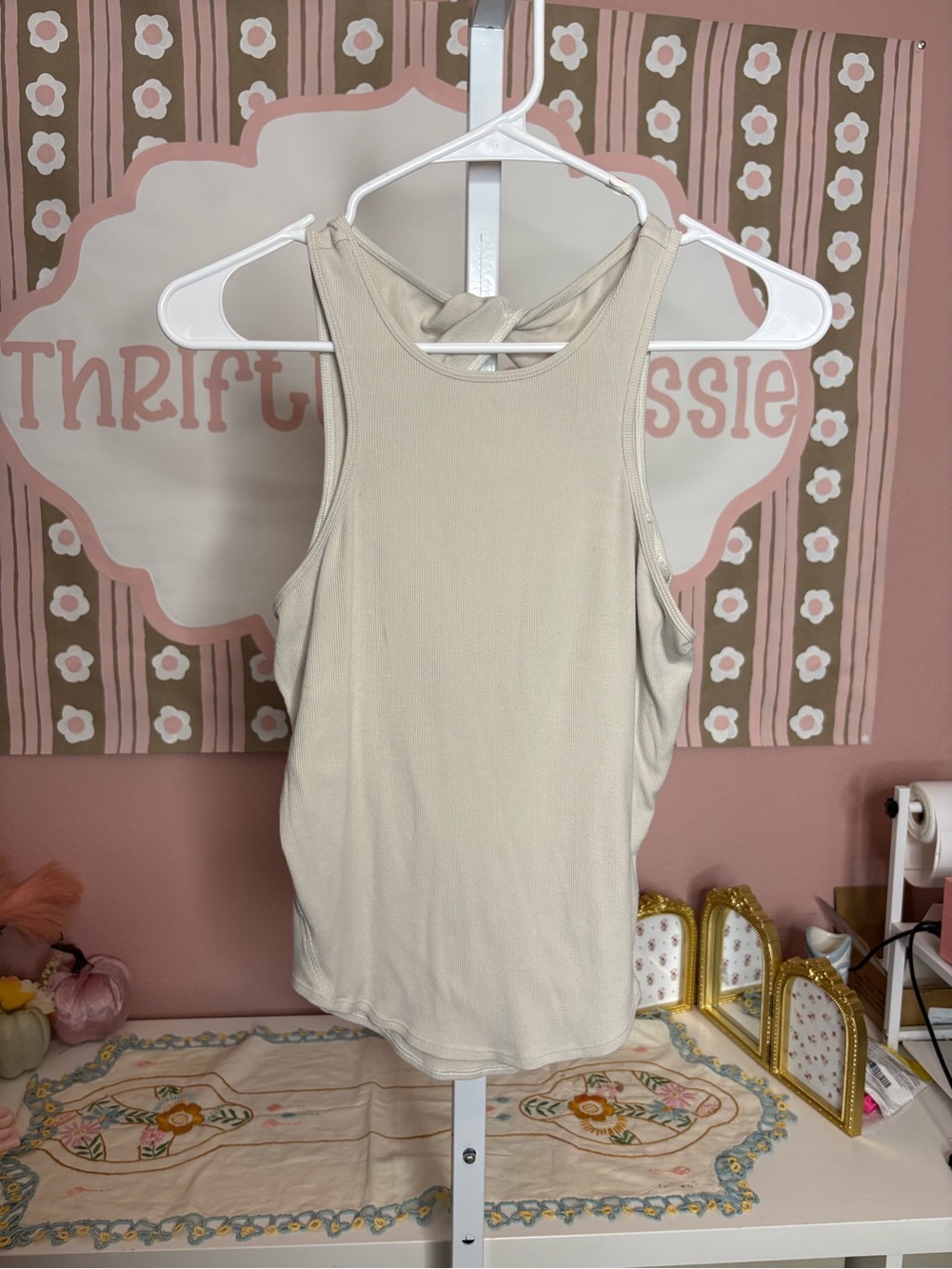 Lululemon All It Takes Back-Twist Ribbed Tank Top Cream